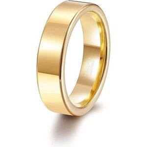 TRUMIUM Gold Tungsten Carbide Ring‎ Band Polished 24K 7.5 Classic Jewelry 6mm